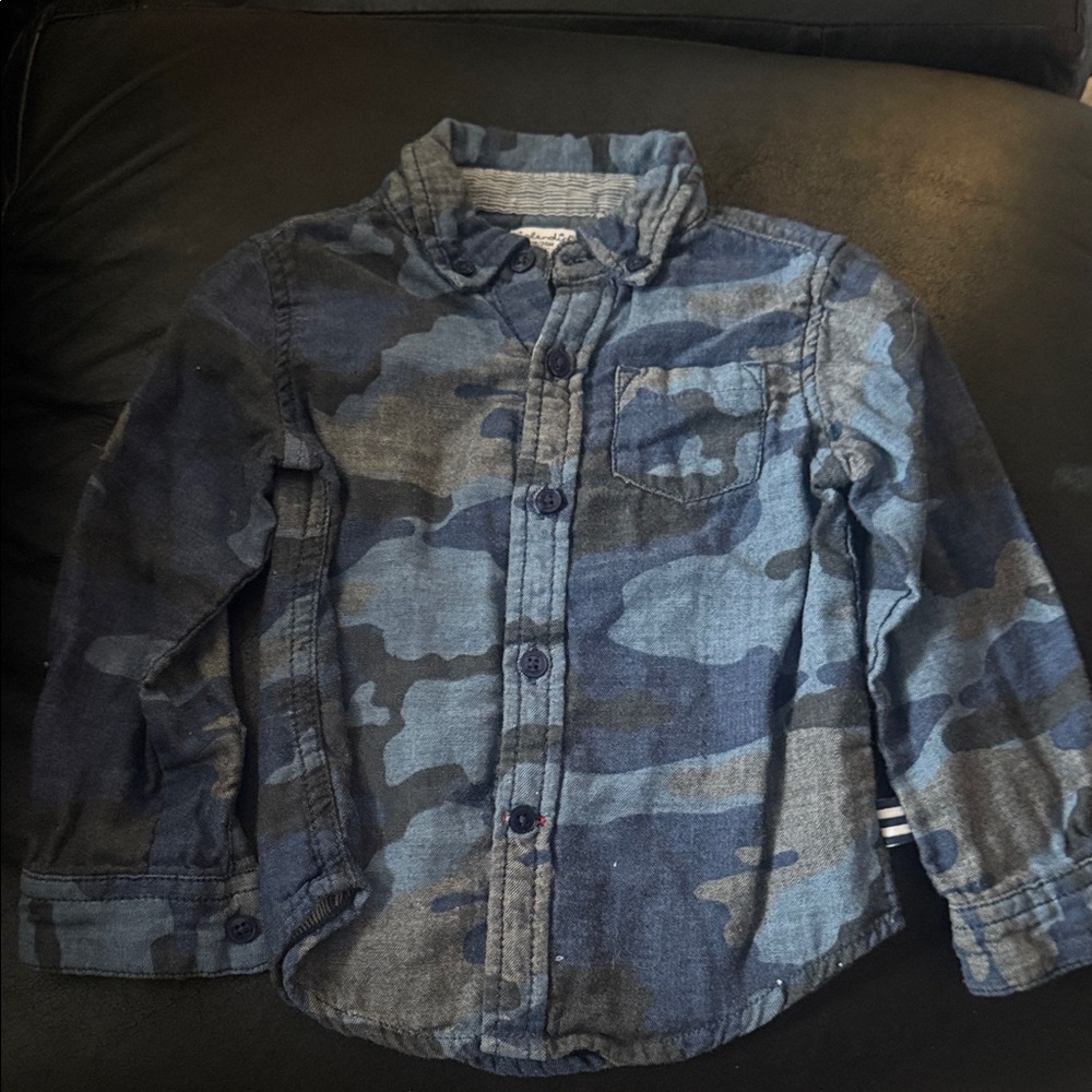 Splendid Navy Camouflage Kids Button Down Shirt